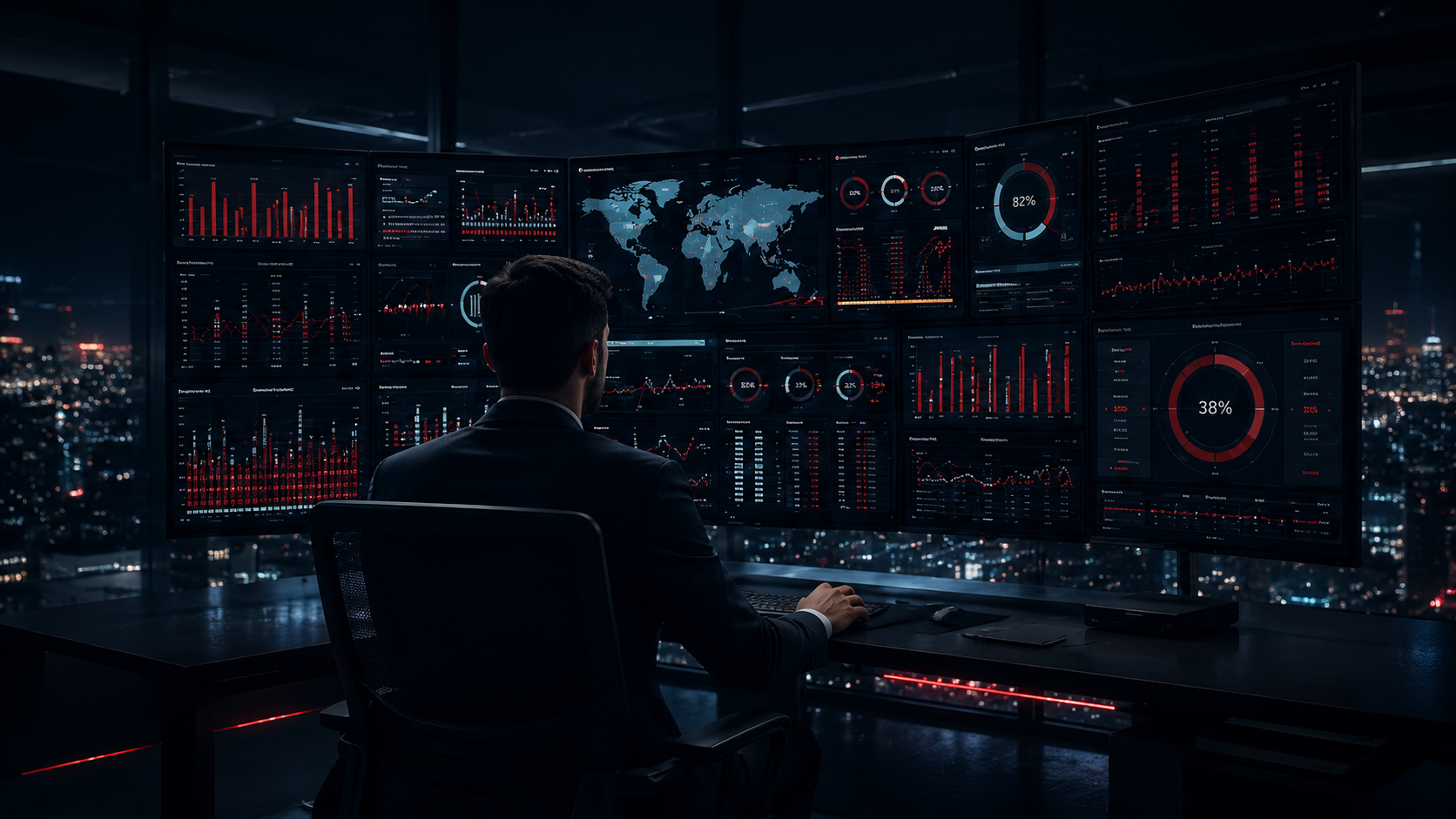 Panel ejecutivo con métricas de crecimiento y resultados digitales